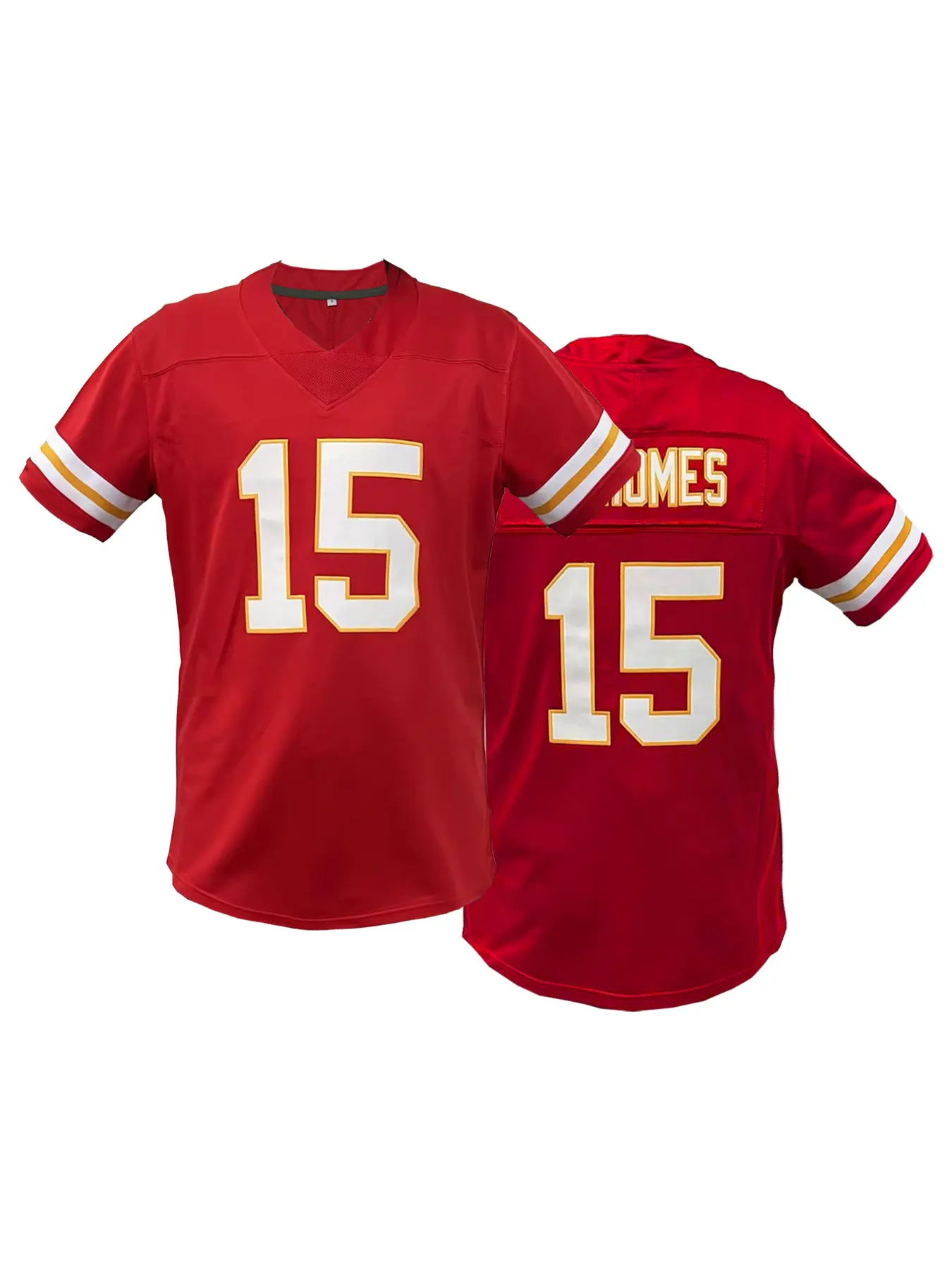 Women's #15 Stitched Football Jersey, V Neck Embroidered Breathable Chief Rugby Jersey, Short Sleeve T-Shirt, Loose Fit for Outdoor Sports & Casual Wear, Football Shirts, Breathable Athletic Top, Sports Clothing
