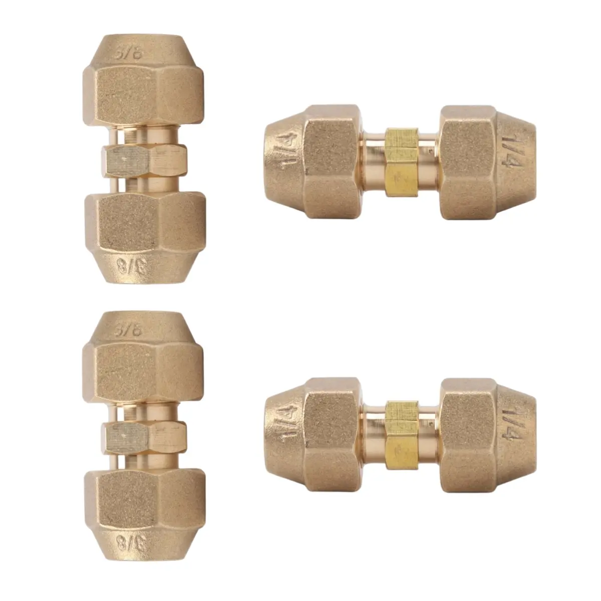 A Set of 4/2 Pcs Copper Pipe Extension Joint Connectors for Air Conditioning Pipe Coupling Adapters with Flare Nuts and Connectors for Copper Tube Diameter 3/8 and 1/4-Inch,Tools & Hardware