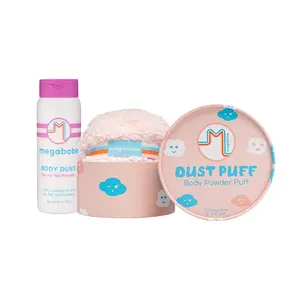 Megababe Body Dust Powder & Dust Puff Applicator Set | Talc-Free Sweat-Absorbing Body Powder (6 oz)