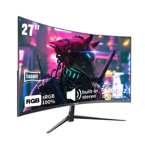 Gawfolk 27 inch Curved Monitor 100Hz Computer Pc Full HD (1080p),Gaming 1800R Radius, Built-In Speakers, HDMI