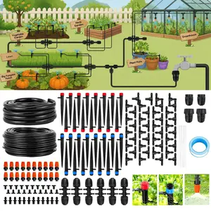 240FT Drip Irrigation System kit, Upgrade Automatic Garden Watering Kit with 1/2 inch Main Tubing &1/4 inch Distribution Hose, Quick-Connect Drip Irrigation Kit for Raised Bed, Greenhouse, Lawn, Patio