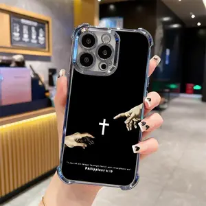 Creative Jesus Pattern Cross Shockproof  Casing For iPhone 17/16/15/14/13 Pro Max Plus Four Corners Cases 250