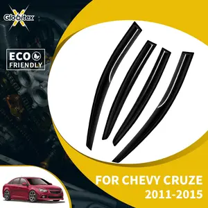 Tape-On Outside Window Visors Sun Rain Guards Vent for Chevrolet Cruze 4-Door Sedan 2011-2015, JDM Mugen Style Mount Wind Deflectors, 4PCS