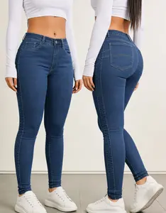 Women's High Rise Unforgettable Skinny Jean Mid Rise Stretch Slim Tight Denim Pants with Super Stretchy Material for Perfect Curve Fit - Spandex