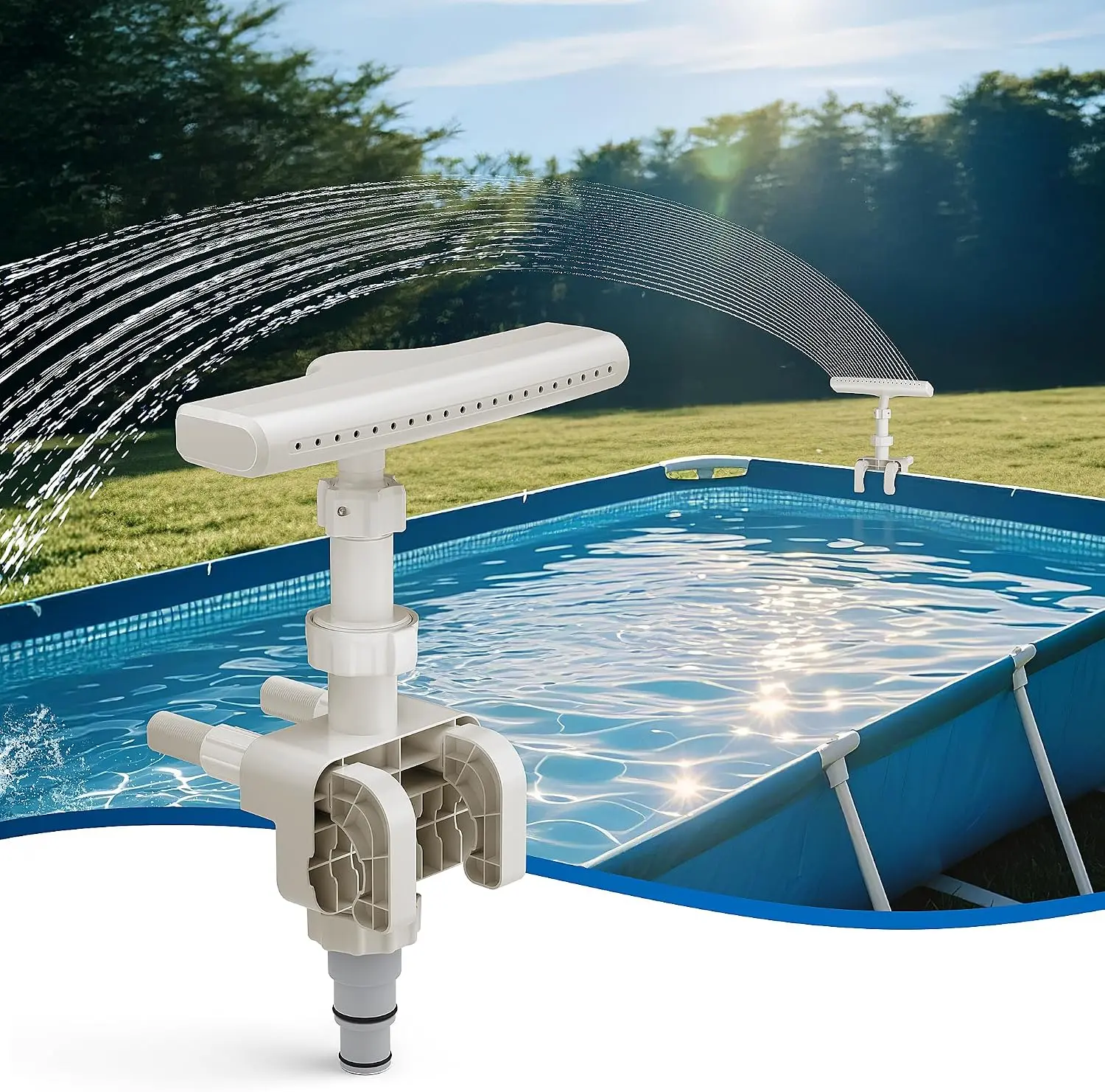 Upgraded Pool Fountain for Above Ground Pools, Pool Sprinkler | 360° Adjustable Spray, Pool Water Fountain Swimming Accessories, Cooling & Relaxation (Beige)