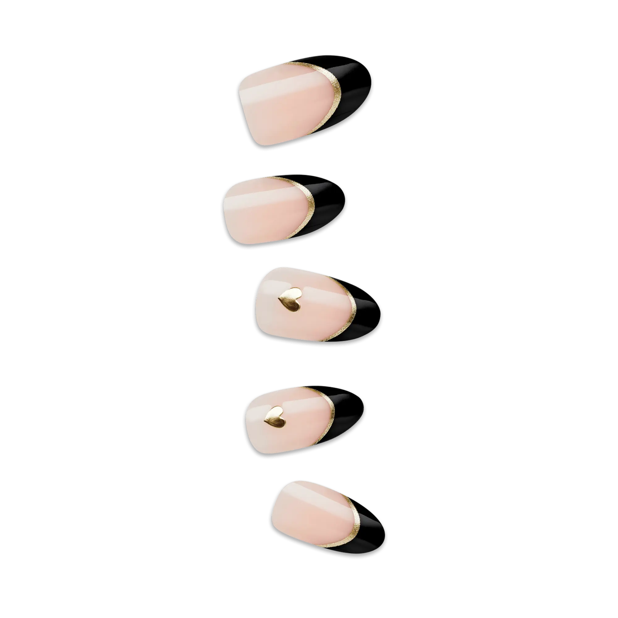 Impress Design No Glue Fake Press On Nails - Positive | French Design, Black, Medium, Almond, Manicure