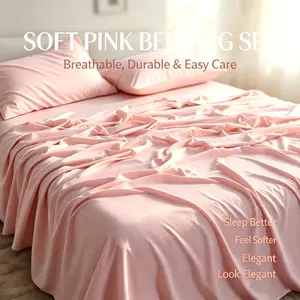 Hotel Grade Ultra Smooth Bed Sheets Set, Soft Cooling Breathable Solid Color Bed Linen Pillowcase Set For Bedroom Decor
