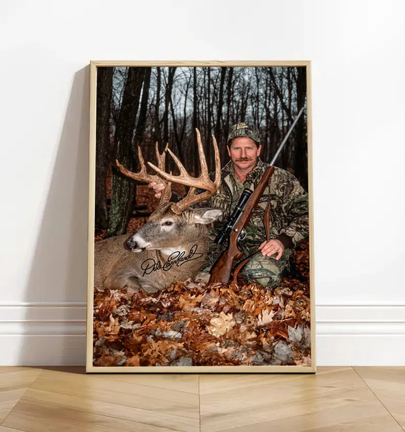 Dale Earnhardt Whitetail Buck Poster, Rustic Cabin Wall Art, Deer Lover Gift