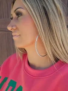 Double Rhinestone Hoop Earring