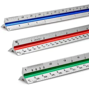 12" Architectural Scale Ruler  Architect Scale Triangular Scale Ruler for Architects, Draftsman, Students and Engineers, Color-Coded (1 Pack)
