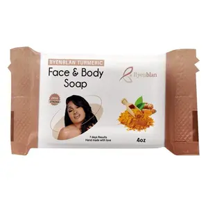 Byenblan Turmeric Face & Body Soap Anti-inflammatory Antioxidant Properties 1 Piece 3g for Reducing Hyperpigmentation Fading Acne Scars Exfoliating and Anti-aging Benefits