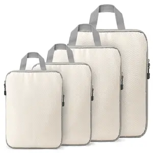 Hap Tim Compression Packing Cubes & Travel Organizer Set — 4-Piece Set in Assorted Sizes: Portable, Handheld Travel Clothing Storage Bags — Ideal for Suitcases, Rolling Luggage, and Backpacks