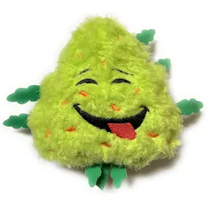 "My Name is Bud" 6" High Green Fleece Funny Squeaky Weed Dog Toy, Cute Stuffed Parody Pot Nug, 420 Novelty Gift for Pets & Owners, Halloween & Any Time of Year Use, Extra Amusement for Fetch & Photo Prop (Fits Puppies, Small-Medium-Large Breeds)