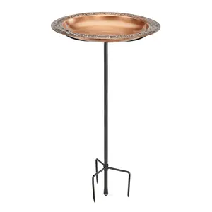 18" Greek Copper Bird Bath with Garden Pole