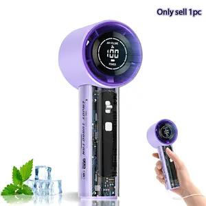 Cyberpunk Cooling Arsenal: Transparent Mech Handheld Fan, 3s Instant Chill, 100-Speed LED Display USB Rechargeable