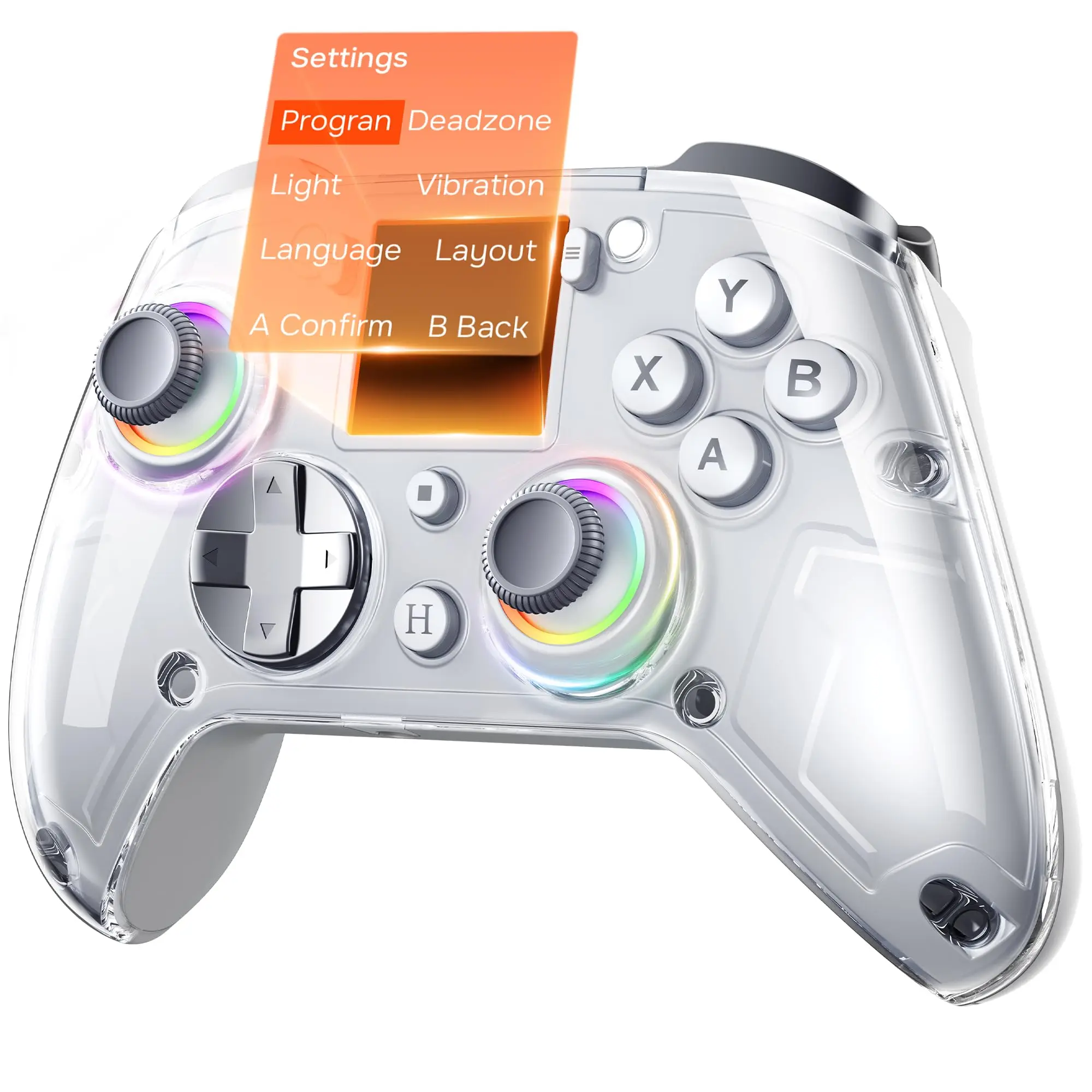 G7 Wireless Gaming Controller With Interactive Screen  1000hz Polling Rate Hall Joysticks & Triggers 4 Buttons Compatible Pc Switch1 Ps4 Ios Android Gray