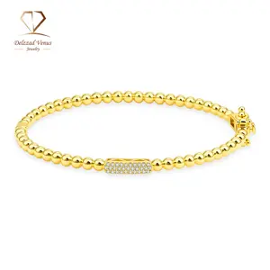 Delzzad 0.1ct Infinite Radiance Bangle Bead Bracelet Synthetic Moissanite Bracelet Jewelry Copper Chain Perfect Birthday Engagement Wedding Anniversary Valentine's Day Mother's Day Gift