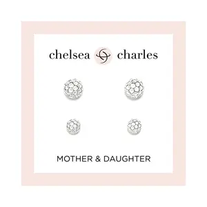 CC Sport Mother & Daughter Silver Golf Ball Earring Set