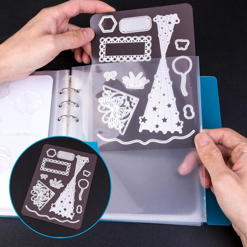 12 count  Sheets for  Storage with 1 Binder Cover,  and  Storage Pockets  Cut Storage for Card Making Supplies(0.8 mm Thickness, Blue)