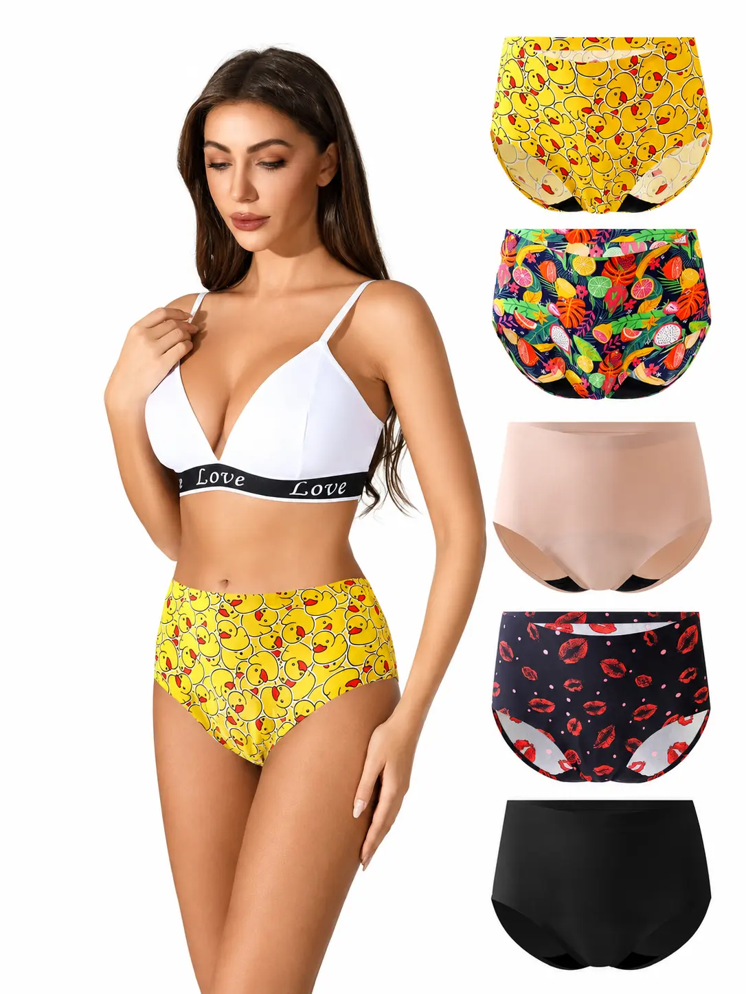 Women's Fit, Elegant Floral Nylon Leakproof Period Underwear - High & Mid Rise, Reusable for Heavy Flow, Sizes XS-2XL, Tropical-Inspired Design