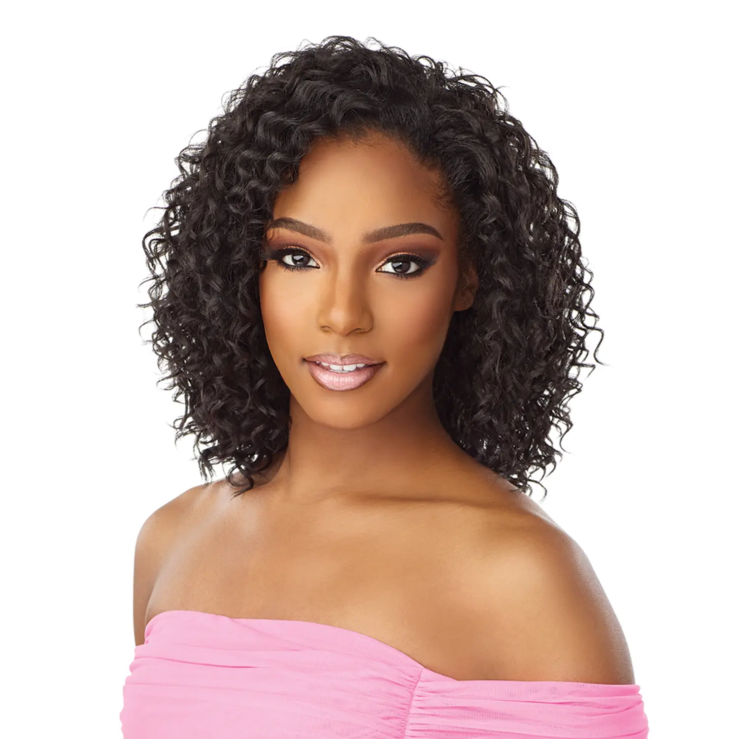 Sensationnel Curly Half Wig Instant Weave IWD 14, Glueless Heat Safe Synthetic Hair with Adjustable Drawstring Cap