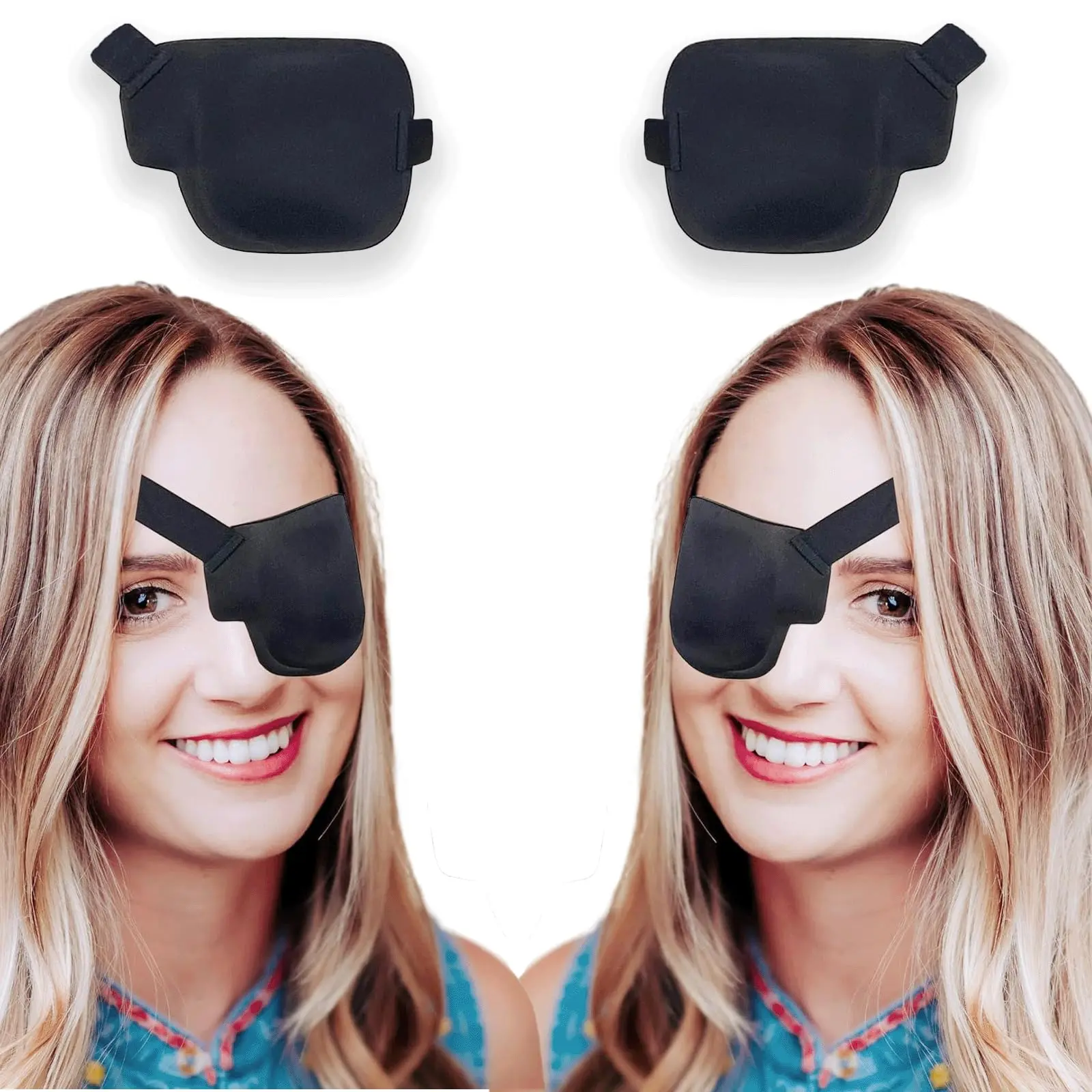 Adults and Children’s 1 Count (Pack of 2) 3D Medical Eye Patch (Left Eye, Right, Black) - Smooth Adjustable Fit, Light-Blocking, Medical Use, Training the Amblyopia, Post-Surgery Needs