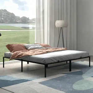 【GARVEE】Heavy Duty Metal Platform Bed Frame – Queen Size – 14 Inch High Steel Slats – Spacious Underbed Storage – No Box Spring Needed – Noise-Free – Easy Assembly – Modern Black Finish – Ideal for Bedroom Furniture