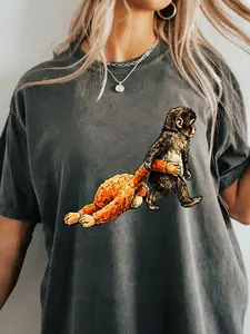 Punch Monkey Graphic Tee Cute Baby Monkey With Plush Toy Sweatshirt Viral Tiktok Monkey Shirt For Both Men And Women