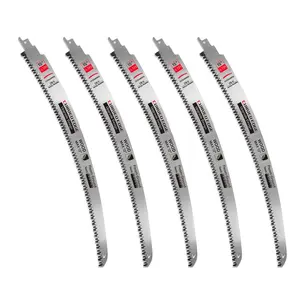 5 Pack 15 Inch 6 Tpi   Reciprocating   for   and Tree Trimming, Cr-V Sawzall  with Curved Edge and Fleam-Ground  for Longer Life and Faster  Speed