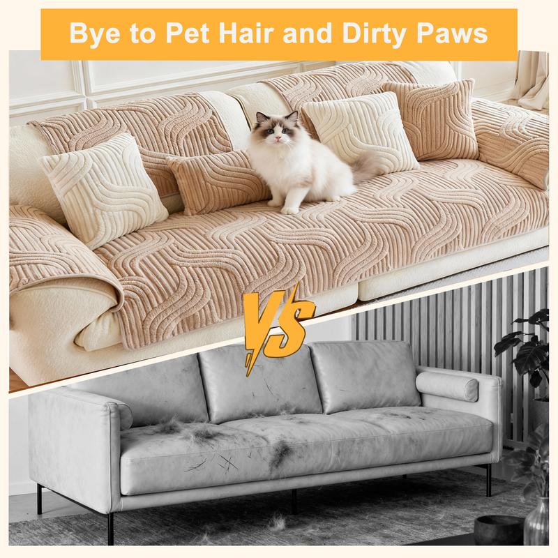 Bepatio 1 Count Jacquard Sofa Cover 1-4 Seat, Solid Color Ultra Soft Slipcover for Stain, Pet Hair & Dustproof, Machine Washable Anti-Slip Bench Couch Cover, Pet Friendly Sofa Towel Mat for Living Room, Dormitory, Hotol