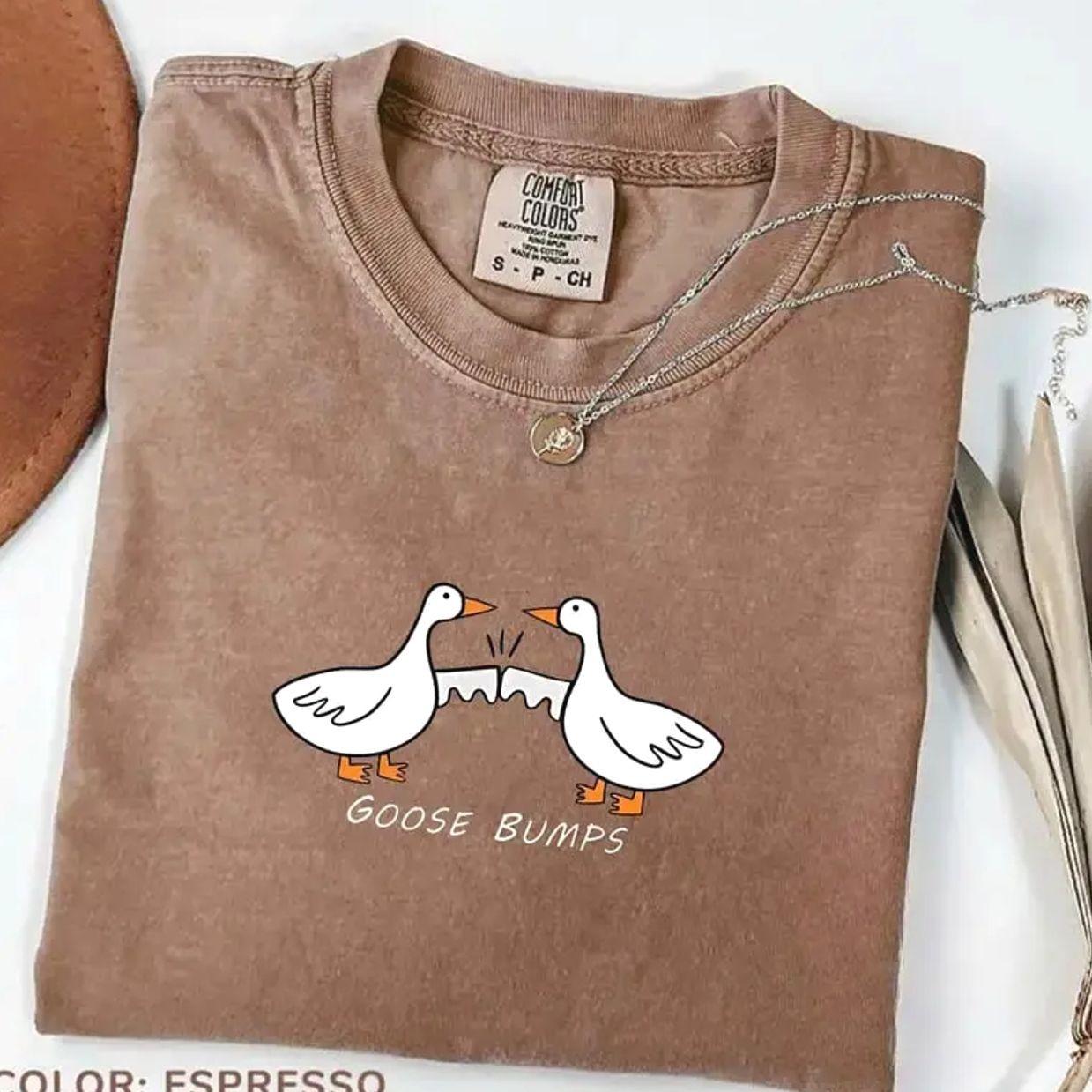 Comfort Colors Goose Bumps TShirt, Silly Goose T-shirt, Funny Goose Outfit,  Comfort Colors Graphic Tee, Casual Outfit, Vintage Wash Shirt, Comfortable Menswear & Womenswear Top, May1