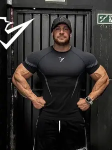 Men's Round Neck Short Sleeve T-Shirt, Breathable Comfort Fit, Gym Workout Training, Outdoor Running, Casual Fashion Top