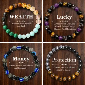 Trendy Colorblock Lucky Bracelet 4-Piece Set: Authentic Citrine + Malachite Energy Bracelets for Money Magnetism, Self-Esteem & Spiritual Protection