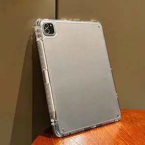 Minimalist Clear Tablet Case with Built-in Pen Slot, Soft TPU Material, Compatible with iPad Air 4/5/6, iPad Pro 11-inch (2024), iPad Mini 4/5/6/7, iPad 10th Gen, iPad 9/8/7 Series. Shock-Resistant and Portable, Single-Side Protection Design for Easy Outd