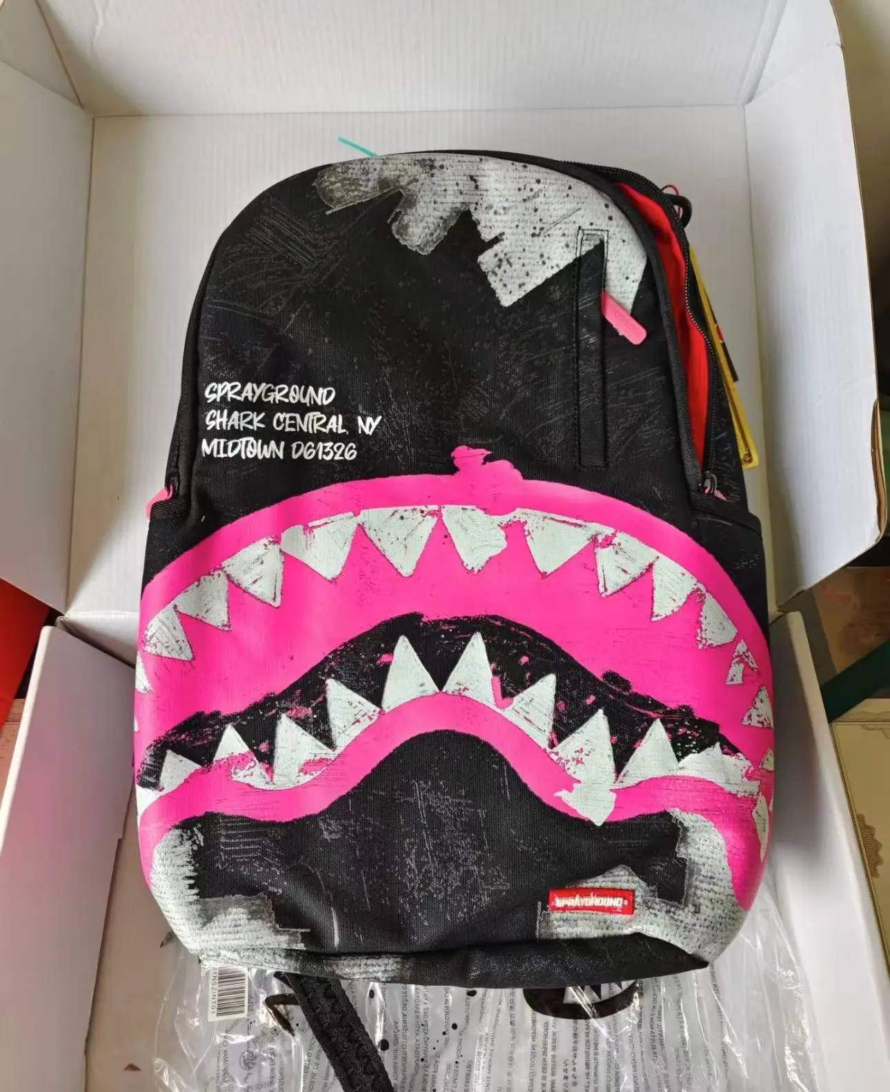 Sprayground Shark Central Backpack - Bold Pink Teeth Shark  display picture 1