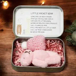 Cute Teddy Bear Plush Toy Emotional Support Gift Set, Includes Card & Hat, Perfect Encouragement Present for Family Friends, Christmas Thanksgiving Gifts