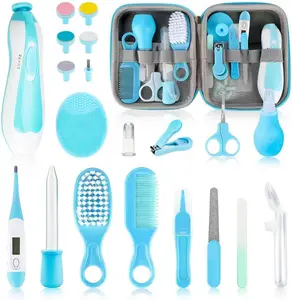Baby Healthcare and Grooming Kit, 21pcs Baby Electric Nail Trimmer Set Newborn Nursery Health Care Set for Newborn Infant Toddlers Baby Boys Girls Kids Haircut Tools (21 Kits Blue)