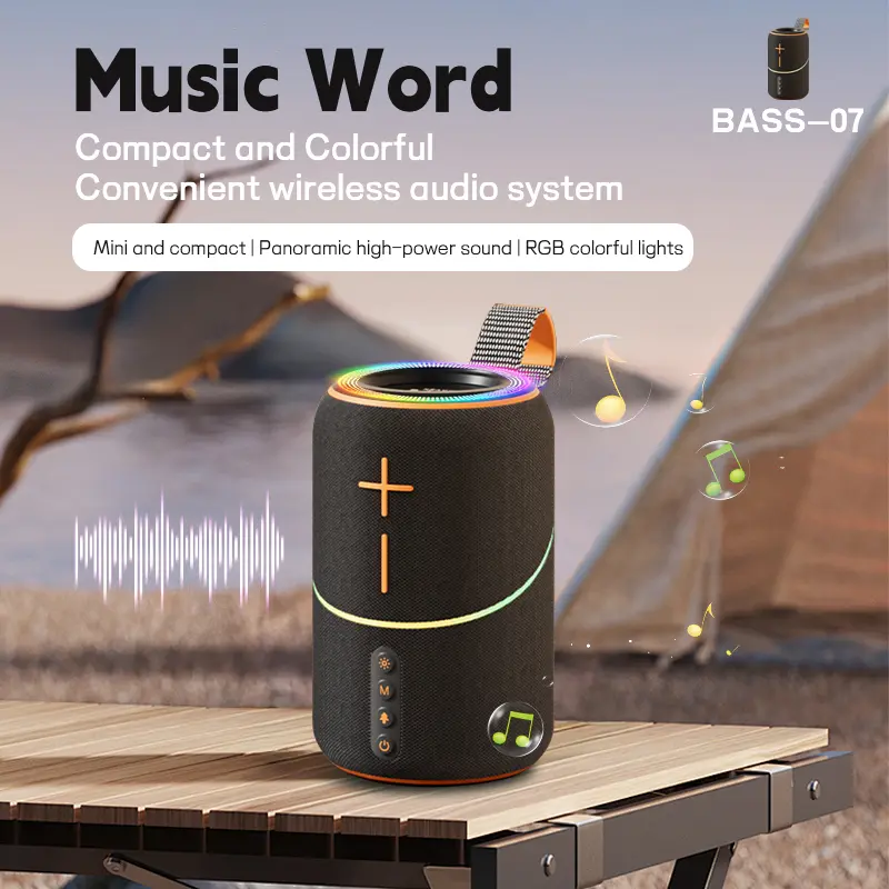 Compact Wireless Bluetooth Speaker with RGB Colorful Lights, Panoramic High-Power Sound Desktop Audio System, Mini Portable Travel Music Player, Creative Birthday Holiday Gift for Friends Teens
