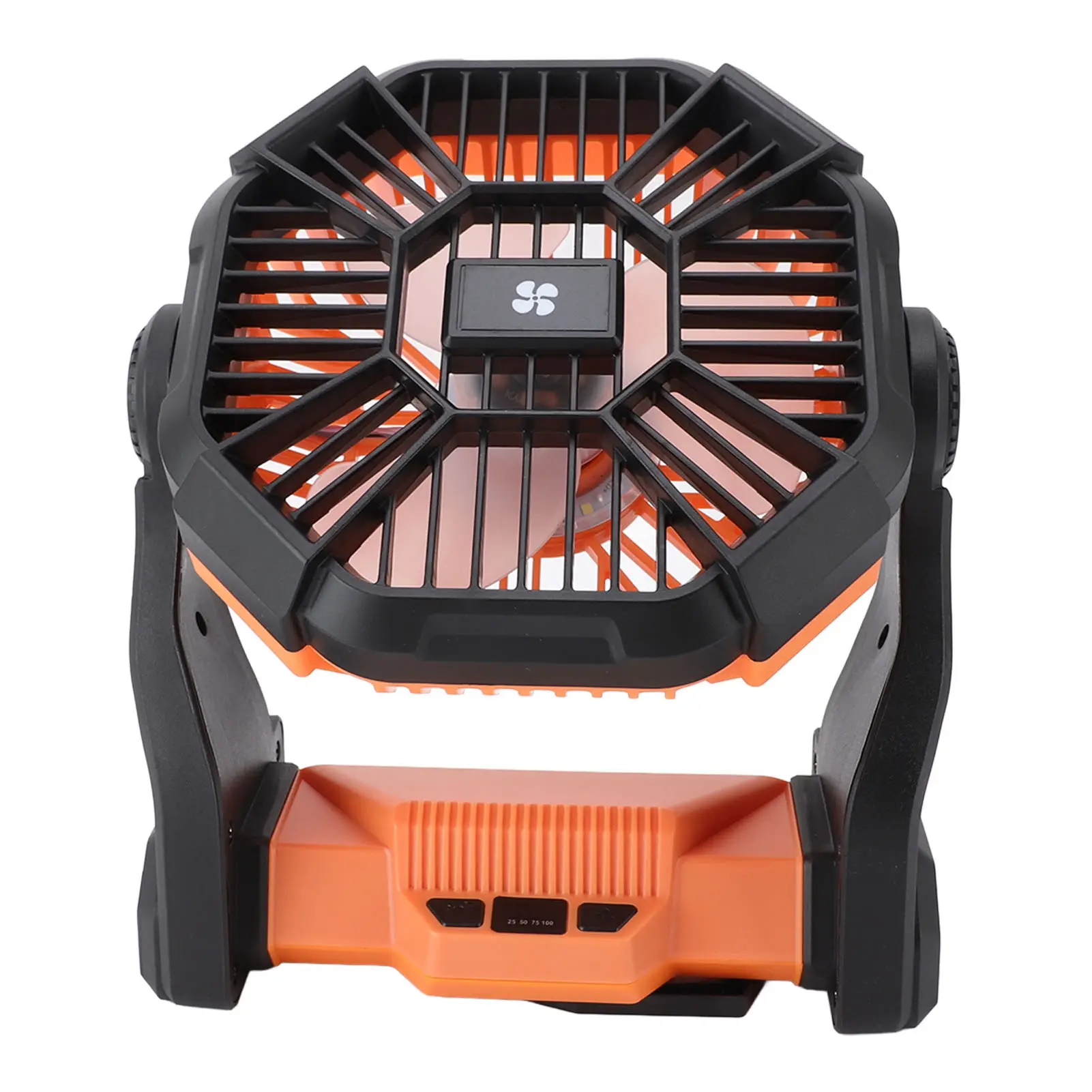 Rechargeable Portable Camping Fan (Orange Version) - Home Supplies, ABS Build, 3 Brightness Levels, 4 Wind Speeds, Hook - Ideal for Camping, Home - Perfect Gift for Dads, 3 Adjustable Brightness Levels