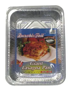 Home Plus 6392138 10.62 x 14.43 in. Durable Foil Lasagna Pan with Lid - Silver- pack of 12