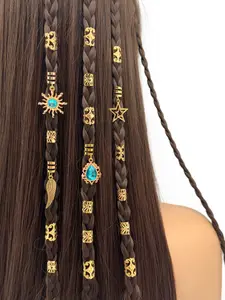 24pcs Baroque Sea Elements Dreadlocks Hair Accessories, Summer Hair Jewelry for Dances and Parties, Music Festival Essentials