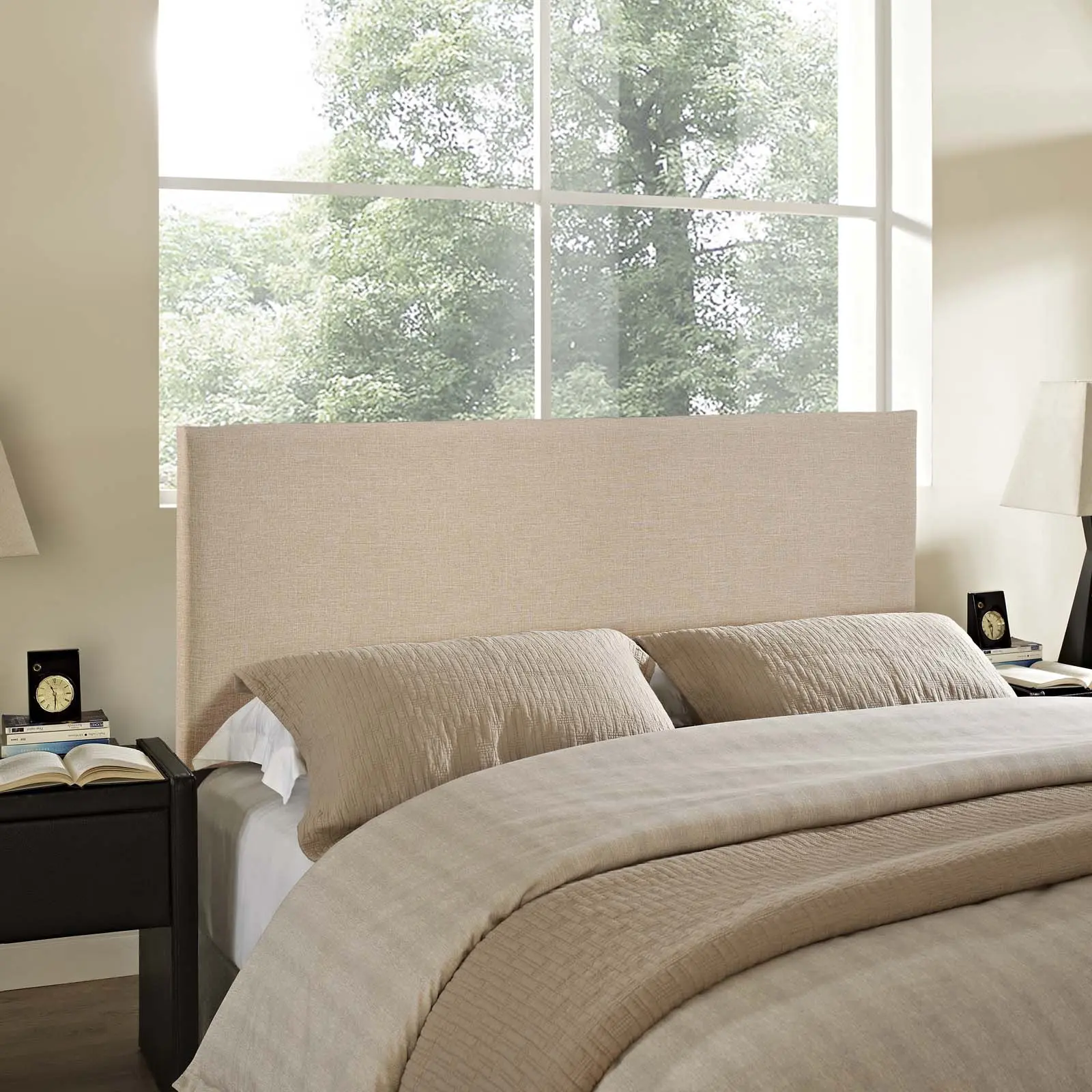 Modway Region Queen Upholstered Headboard - Cafe, Minimalist Modern Era Large-Scale Frame Headboards for Bedroom Decor, Large Scale Headboards