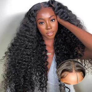Bling Hair 13x6 Glueless Deep Wave Lace Wig Brazilian Human Hair Wigs For Women Ready to Wear Transparent 6x4 7x5 Pre Cut Lace Closure Wigs Human Hair Deep Curly Wig 180 Density Pre Plucked