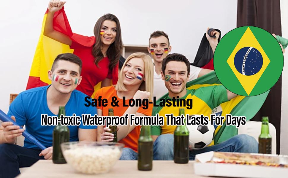 World Cup Football Face Stickers Temporary Tattoos Waterproof Country Flag Decals for Sports Fans Watch Party Game Day Celebration Festival Event Supplies 48PCS