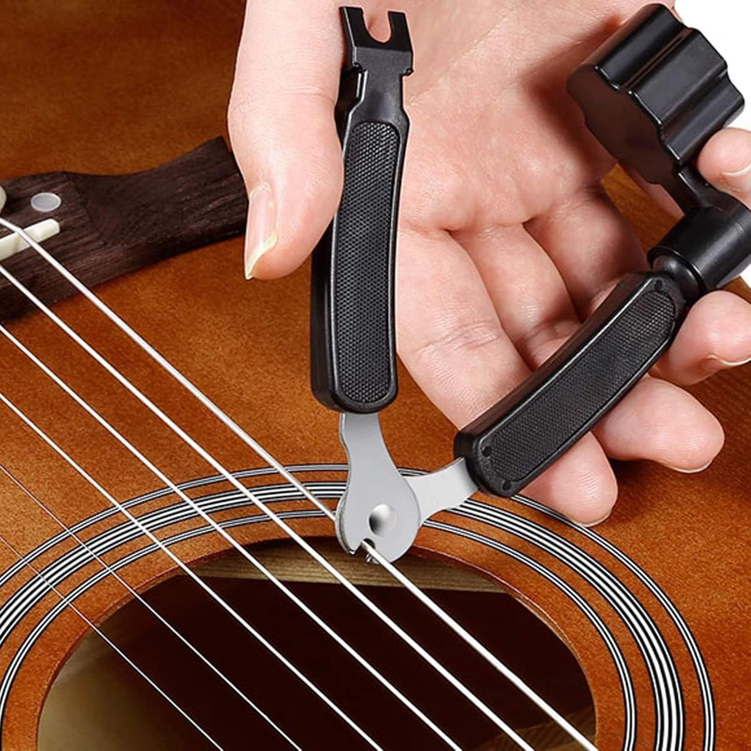 Acoustic Guitar Accessories Kit with Strings, Picks, Capo, Bridge Pins, Nut, Saddle, and 3-in-1 String Winder Cutter Pin Puller