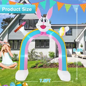 Easter Inflatable Decoration 3m Rabbit Archway Courtyard Decoration Light-Up Inflatable Model