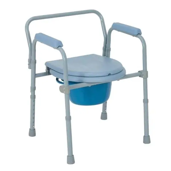 3-in-1 Bedside Commode Chair, Adjustable Height, 350 Lb Capacity，Blue
