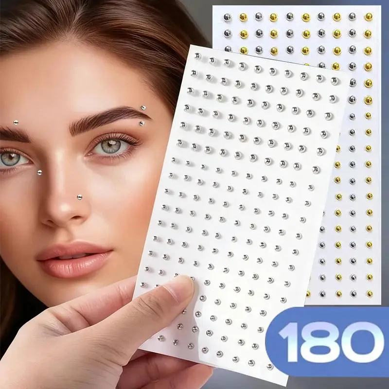 180/165Pcs Non Piercing Fake Nose Lip Sticker Disposable Belly Eyebrow Lip Piercing Jewelry Non Piercied Earring Button Stickers