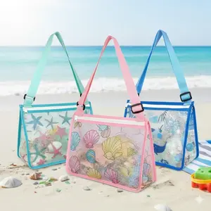 Durable Breathable Toy Mesh Bag for Kids - Zippered Beach Sand Toys Organizer, Portable Shell Collecting Tote for Swimming, Picnic, Grocery, Travel Storage & Outdoor Activities. Perfect Boys Girls Toy Storage Net.