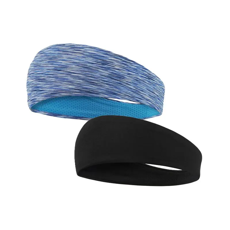 2-Piece Wide Elastic Sweatband Headband for Men - Sporty Exercise Gear, Basketball Headscarf, Sweatbands Sports Headbands